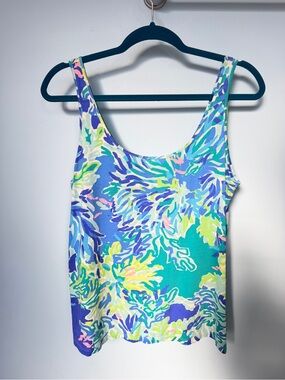 Lilly Pulitzer Kinsey Tank Top Wade & Sea Coral Reef Print Size Small